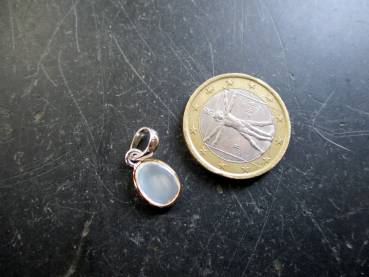 Anhänger, Sterlingsilber, teilweise vegoldet, Mondstein, weiß, oval, Schmuck