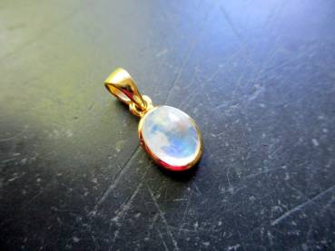 Anhänger, Tropfen, Mondstein, Silber, vergoldet, Schmuck, weiß, Braut