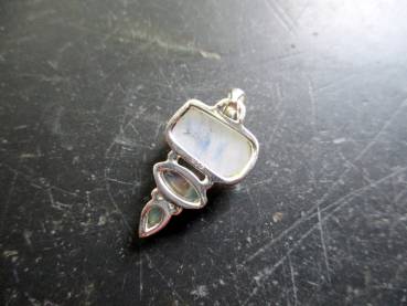 Preview: Anhänger, Sterlingsilber, Mondstein, 3 Steine, schimmernd, Schmuck, Braut