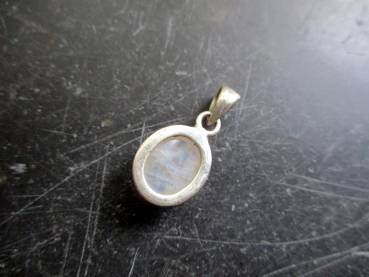 Anhänger, Mondstein, Sterlingsilber, Regenbogenmondstein, weiß, oval, schillernd