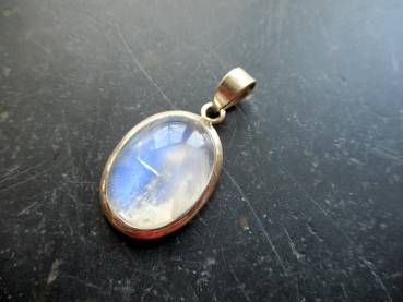 Preview: Anhänger, Sterlingsilber, Mondstein, mittel, oval, weiß, schimmernd, Schmuck, Frauen, Mädchen