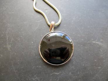 Preview: Anhänger, Sterlingsilber, Obsidian, schwarz, rund, Schmuck, Frauen, Männer