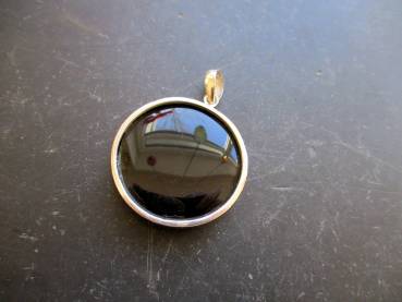 Preview: Anhänger, Sterlingsilber, Obsidian, schwarz, rund, Schmuck, Frauen, Männer