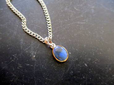 Anhänger, Sterlingsilber, teilweise vergoldet, Opal, schwarz, Schmuck,  Unisex