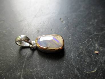 Anhänger, Sterlingsilber, Boulder Opal, Opal, teilweise vergoldet, weiß schimmernd, Schmuck, Frauen