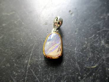 Preview: Anhänger, Sterlingsilber, Boulder Opal, Opal, teilweise vergoldet, weiß schimmernd, Schmuck, Frauen