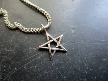 Anhänger, Sterlingsilber, Pentagramm, klein, Amulett, Schutz, Wicca, Schamane, Hausaltar
