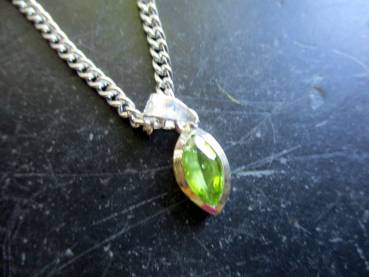 Preview: Anhänger, Sterlingsilber, Peridot, grün, Navette, facettiert, Schmuck, Unisex, Silber
