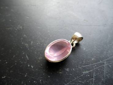 Anhänger, Rosenquarz, facettiert, Sterlingsilber,  Silber, rosa, Schmuck
