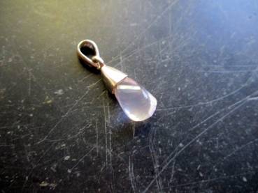 Preview: Anhänger, Sterlingsilber, Rosenquarz, facettiert, gedreht, weiß, Schmuck, Frauen