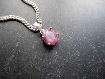 Rubinanhänger, Sterlingsilber, teilweise vergoldet, Rubin, rot, Anhänger, Schmuck, Frauen