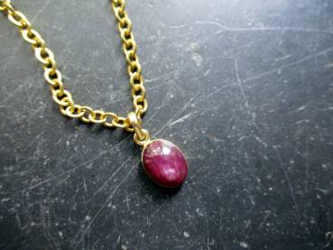 Preview: Anhänger, Gold, 585, Rubin, Sternrubin, rot, oval, Schmuck, Frauen
