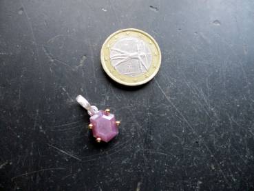 Rubinanhänger, Sterlingsilber, teilweise vergoldet, Rubin, rot, Anhänger, Schmuck, Frauen