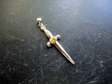 Preview: Anhänger, Schwert, Citrin, facettiertt, Sterlingsilber, Hausaltar, Mut