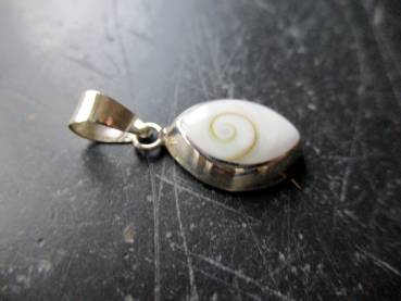Anhänger, SterlingSilber, Shiva Auge, weiß, oval, Schutz