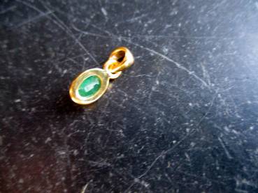 Preview: Anhänger, Smaragd, Sterlingsilber, teilweise vergoldet, oval, Schmuck, Frauen