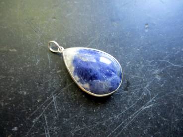 Anhänger, Sterlingsilber, oval, Sodalith, blau, Unisex