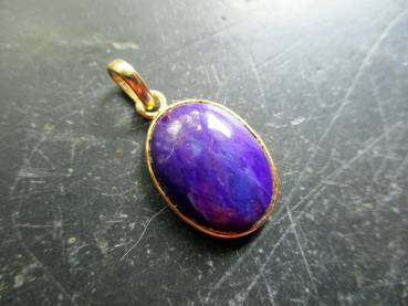 Anhänger, Gold, 750, Sugelith, lila, oval, Schmuck, Frauen