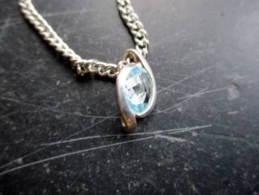 Preview: Anhänger, Sterlingsilber, Topas, blau facettiert, zierlich, Schmuck, Frauen