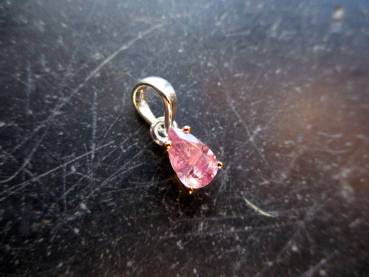Anhänger, Sterlingsilber, Turmalin, rosa, facettiert, teilweise vergoldet, Schmuck, Frauen