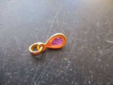 Preview: Anhänger, Sterlingsilber, vergoldet, Turmalin. rot, Tropfen, Schmuck, Frauen