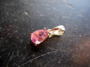 Preview: Anhänger, Sterlingsilber, Turmalin, rosa, facettiert, teilweise vergoldet, Schmuck, Frauen