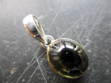 Anhänger, Turmalin, grün, Sterlingsilber, vergoldet, matt, Schmuck, Unisex
