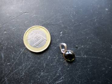 Anhänger, Turmalin, grün, Sterlingsilber, vergoldet, matt, Schmuck, Unisex