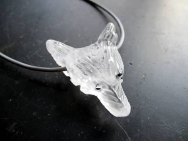 Preview: Anhänger, Kette, Lederband, Wolf, Bergkristall, Krafttier, Schmuck, Unisex