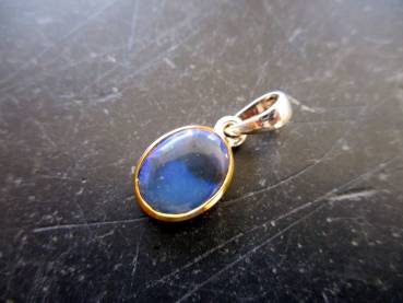 Anhänger, Sterlingsilber, teilweise vergoldet, Opal, schwarz, Schmuck,  Unisex