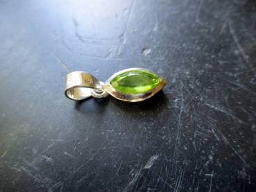 Anhänger, Sterlingsilber, Peridot, grün, Navette, facettiert, Schmuck, Unisex, Silber