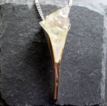 Anhänger, Sterlingsilber, Apophyllit, weiß, natur, Tube, groß, Schmuck