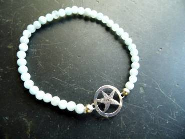 Armband, Aquamarin, Seestern, Sterlingsilber, hellgrün, Symbolarmband