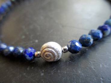 Preview: Armband, Symbolarmband, Lapislazuli, Schnecke, Silber, Unisex