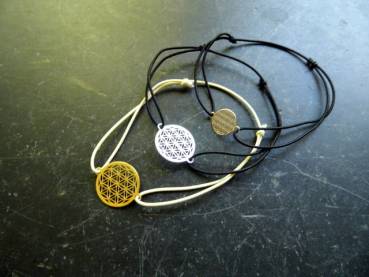 Preview: Armband, Symbolarmband, Blume des Lebens, groß, Sterlingsilber, veroldet, Gummi, verstellbar, Frauen, Mädchen