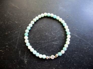 Preview: Armband, Amazonit, matt, hellgrün, Silberkugel, Schmuck, Frauen