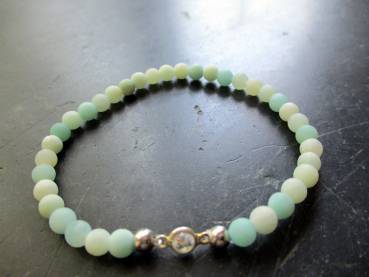 Preview: Armband, Amazonit, matt, hellgrün, Silberkugel, Schmuck, Frauen