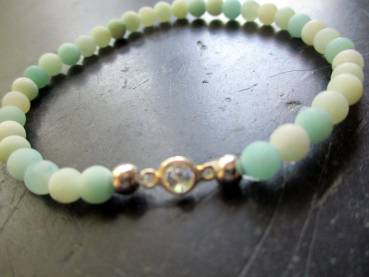 Preview: Armband, Amazonit, matt, hellgrün, Silberkugel, Schmuck, Frauen