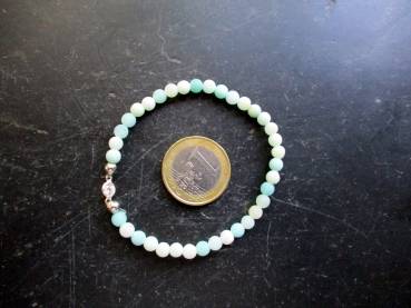 Armband, Amazonit, matt, hellgrün, Silberkugel, Schmuck, Frauen