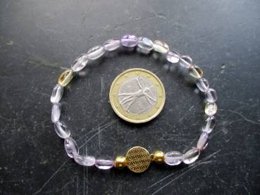Preview: Armband, Symbol Armband, Amethyst, helllila, Blume des Lebens, Silber vergoldet