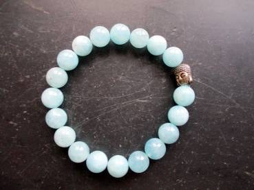 Preview: Armband, Aquamarin  Metall, Buddha Kopf, Schmuck, Unisex, Männer