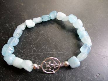 Armband, Symbolarmband, Aquamarin,  blau, Traumfänger, Sterlingsilber, Schmuck, Unisex