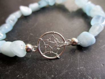 Preview: Armband, Symbolarmband, Aquamarin,  blau, Traumfänger, Sterlingsilber, Schmuck, Unisex