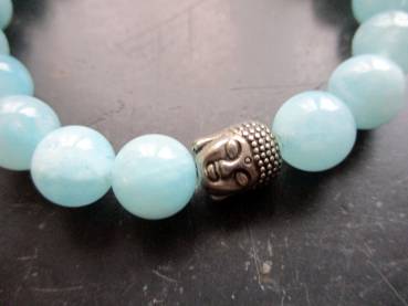 Preview: Armband, Aquamarin  Metall, Buddha Kopf, Schmuck, Unisex, Männer