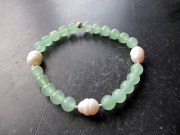 Preview: Armband, Aventurin, grün, Süsswasserperle, Schmuck, Frauen
