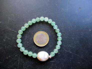 Preview: Armband, Aventurin, grün, Silberkugel, gebürstet, Schmuck, Frauen