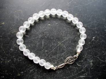 Preview: Armband, Bergkristall, matt, Notenschlüssel,  Schmuck, Frauen