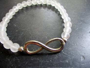 Preview: Armband, Bergkristall, matt, Symbolarmband, Infinity, Metall, Schmuck, Unisex