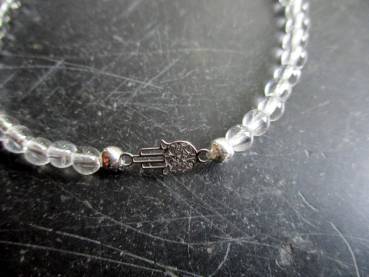 Armband, Symbol Armband, Bergkristall, Sterlingsilber, Hand von Fatima, Schutz