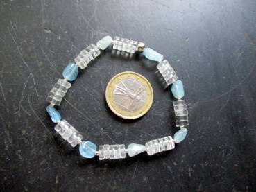 Preview: Armband, Bergkristall, Aquamarin, weiß, hellblau, Schmuck, Frauen